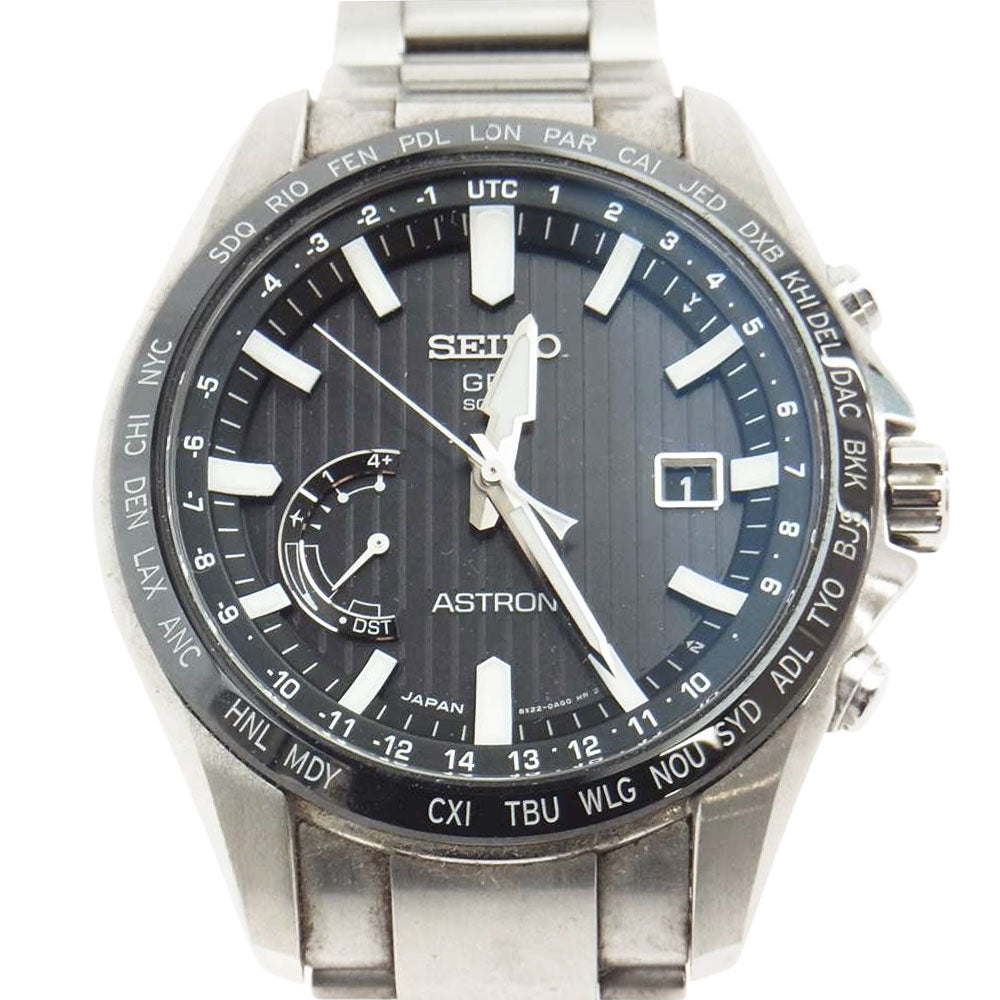SEIKO セイコー  SBXB161 8X22-0AL0-2 ASTRON アストロン アストロン GPS電波 ソーラー ワールドタイム シルバー系【中古】