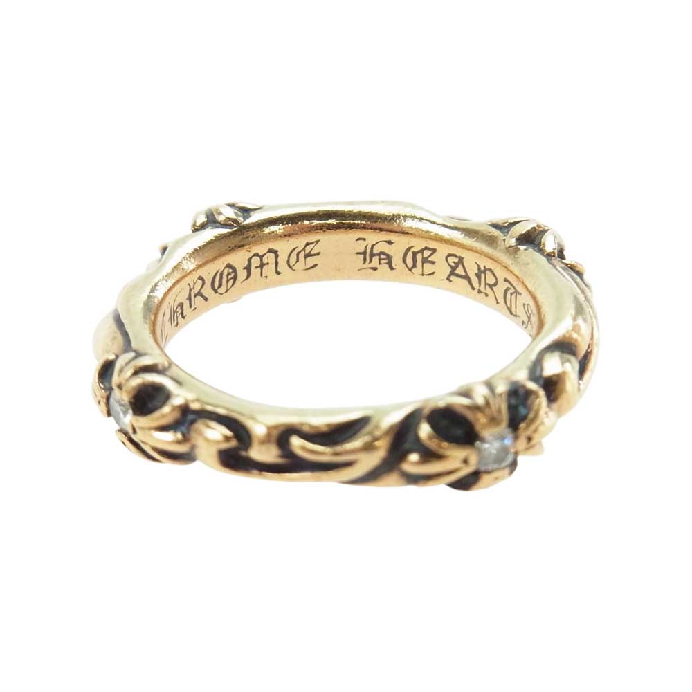 CHROME HEARTS クロムハーツ（原本無） 22K SBT BAND DIA 4ポイント ダイヤ リング  ゴールド系 18号【中古】