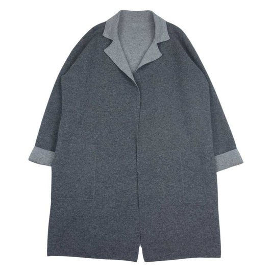 MAX MARA マックスマーラ STUDIO 赤タグ マックスマーラジャパンタグ カシミヤ混 ウール リバーシブル コート グレー系 S【中古】