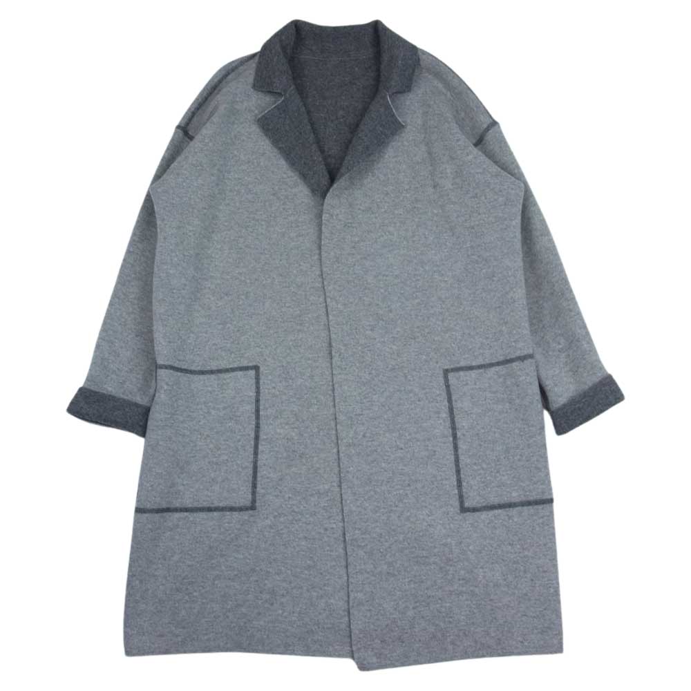 MAX MARA マックスマーラ STUDIO 赤タグ マックスマーラジャパンタグ カシミヤ混 ウール リバーシブル コート グレー系 S【中古】