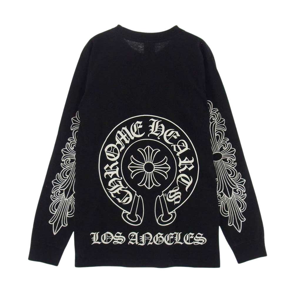 CHROME HEARTS クロムハーツ（原本無） ロサンゼルス限定 ホースシュー セメタリークロス アームプリント ポケット付 長袖 Tシャツ ブラック系 S【中古】