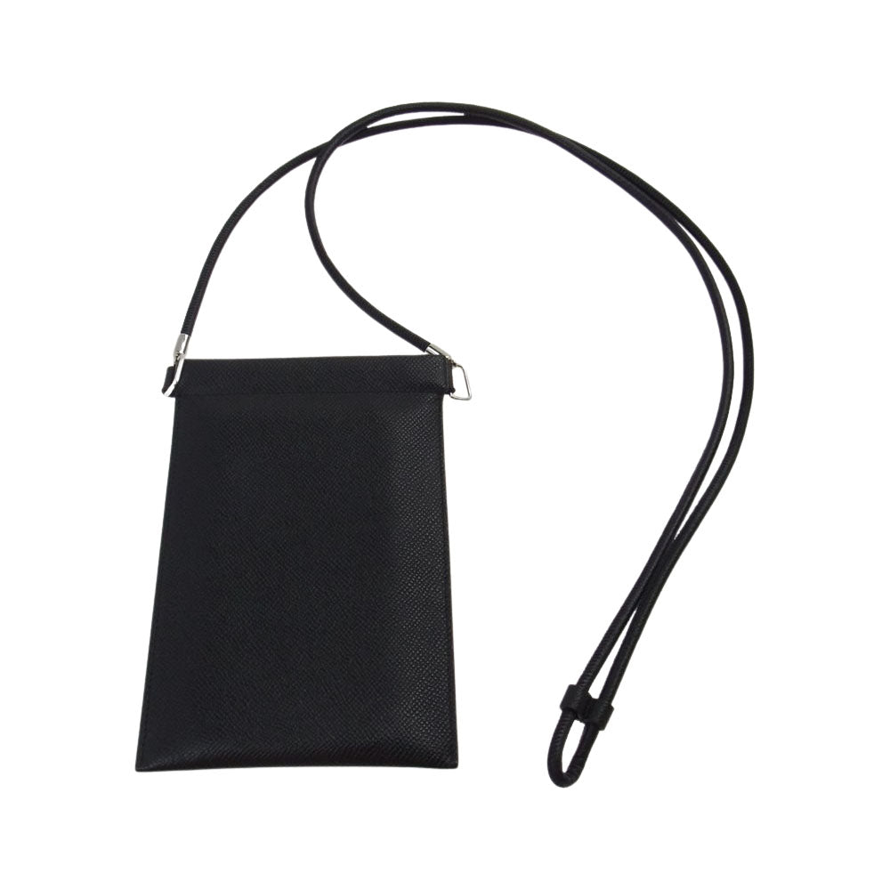 MAISON MARGIELA メゾンマルジェラ SA1VZ0002 HANGING PHONE POUCH 四つタグ レザー スマートフォンホルダー フォンケース ショルダーバッグ ブラック系【美品】【中古】