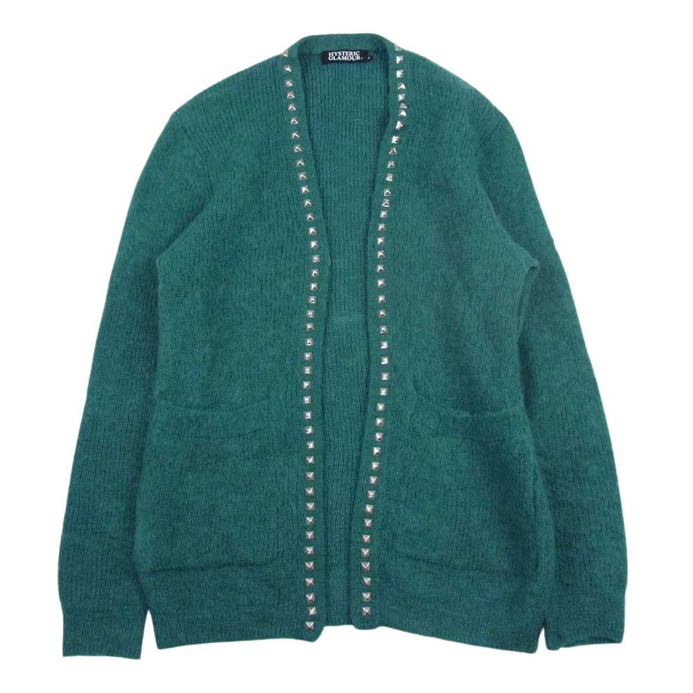 HYSTERIC GLAMOUR ヒステリックグラマー 0253ND06 モヘア スタッズ CD カーディガン グリーン系 S【中古】
