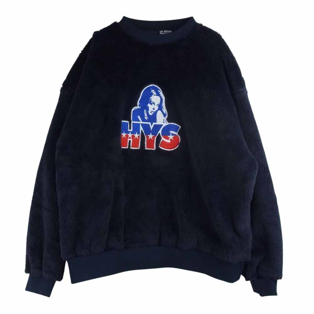 HYSTERIC GLAMOUR ヒステリックグラマー  01183CS10  POLARTEC HYS 刺繍 ロゴ フリース スウェット  ネイビー系 F【中古】