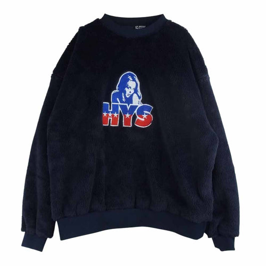 HYSTERIC GLAMOUR ヒステリックグラマー  01183CS10  POLARTEC HYS 刺繍 ロゴ フリース スウェット  ネイビー系 F【中古】