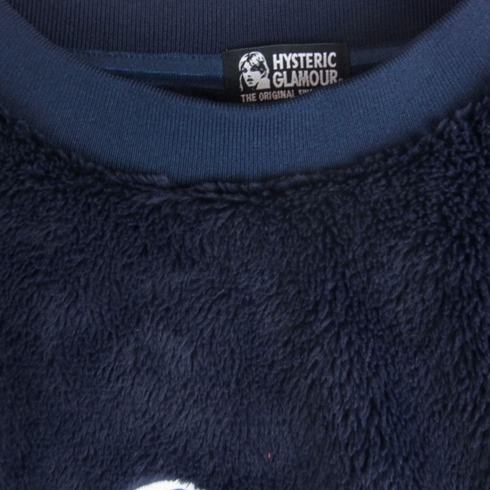 HYSTERIC GLAMOUR ヒステリックグラマー  01183CS10  POLARTEC HYS 刺繍 ロゴ フリース スウェット  ネイビー系 F【中古】