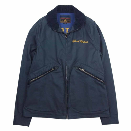 HYSTERIC GLAMOUR ヒステリックグラマー 0233AB04  GHOST WOLVES刺繍 チノラウンドカラー ジャケット ネイビー系 S【中古】