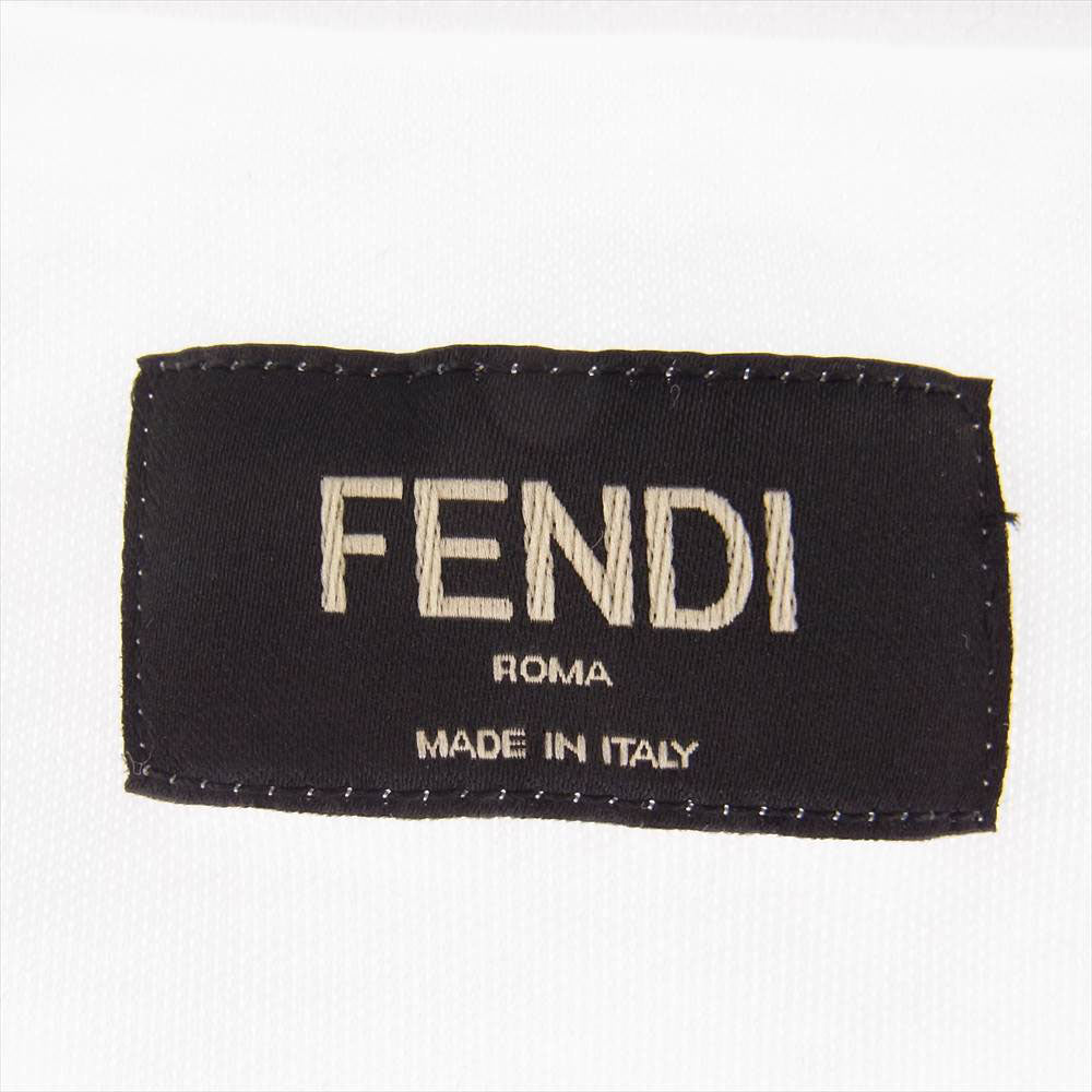 FENDI フェンディ FY1154 AL1S FF ロゴ ポケット Tシャツ ホワイト系 XL【美品】【中古】