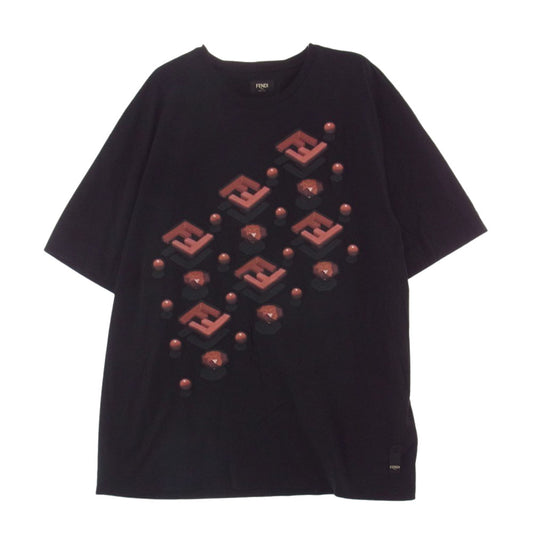FENDI フェンディ FY0936 AL6M エンブロイダリー FF ロゴ Tシャツ ブラック系 XXL【美品】【中古】