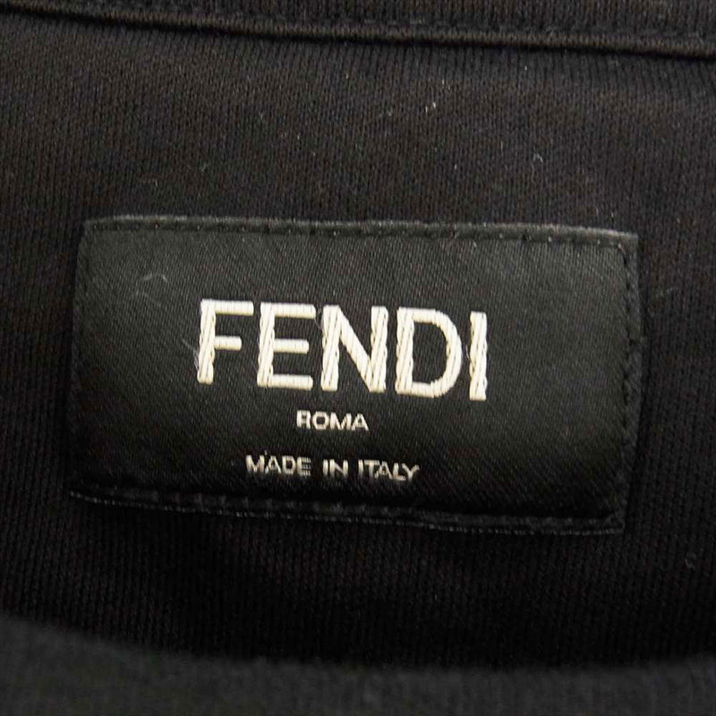FENDI フェンディ FY1129 AL28 ロゴ ブラックジャージー Tシャツ ブラック系 XL【美品】【中古】