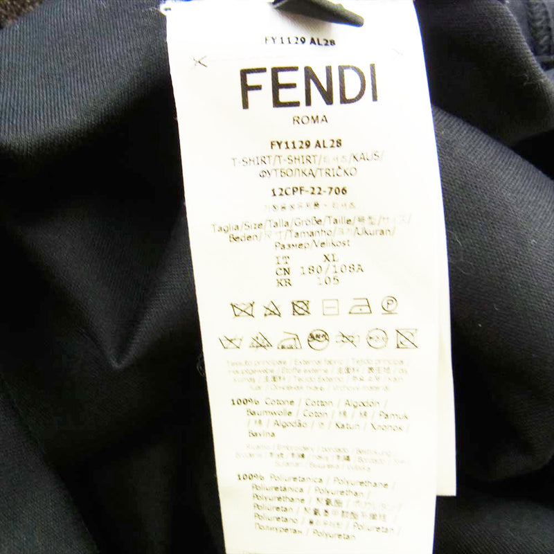FENDI フェンディ FY1129 AL28 ロゴ ブラックジャージー Tシャツ ブラック系 XL【美品】【中古】