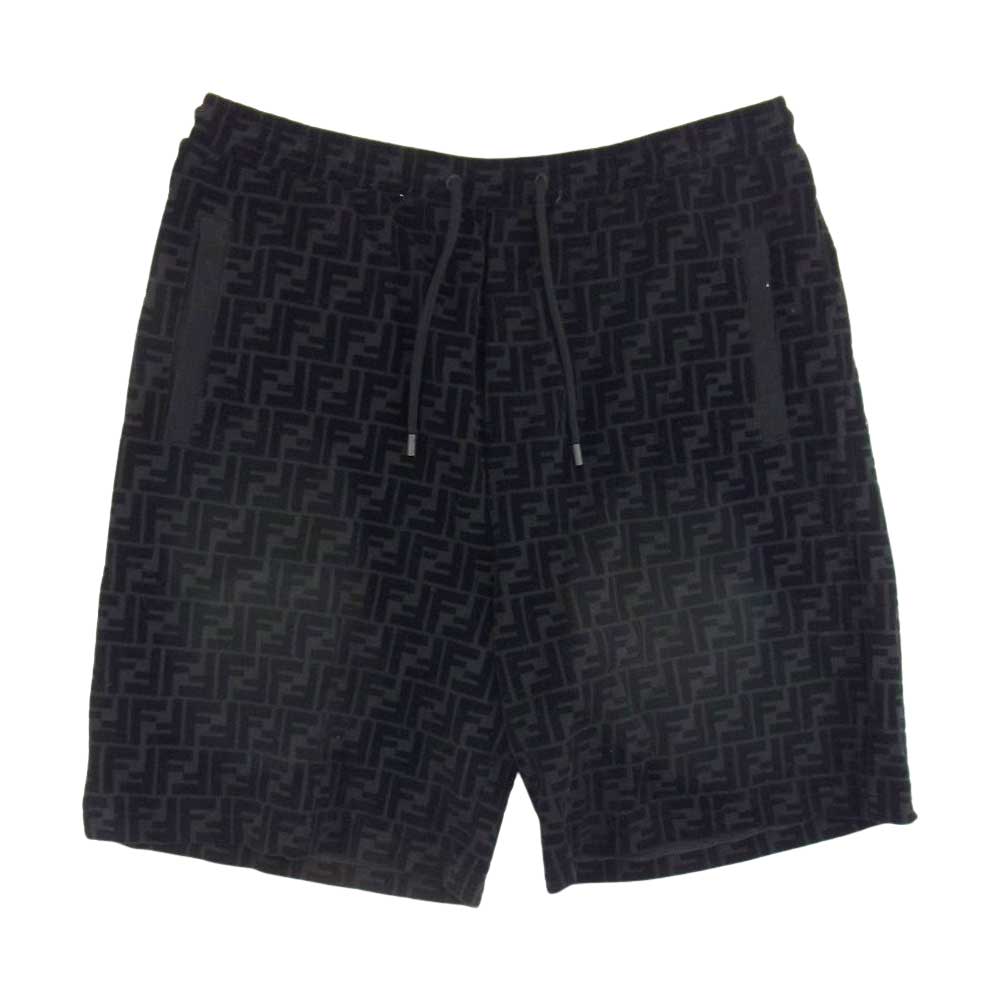 FENDI フェンディ 21SS FB0689 A7D5 ズッカ ロゴ ハーフ ショート パンツ ブラック ブラック系 52【美品】【中古】