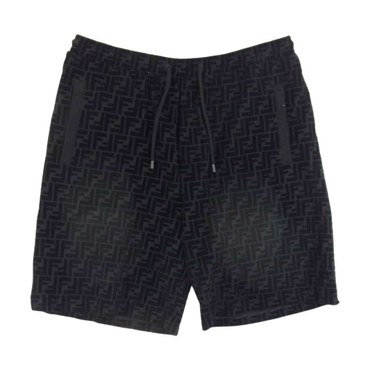 FENDI フェンディ 21SS FB0689 A7D5 ズッカ ロゴ ハーフ ショート パンツ ブラック ブラック系 52【美品】【中古】