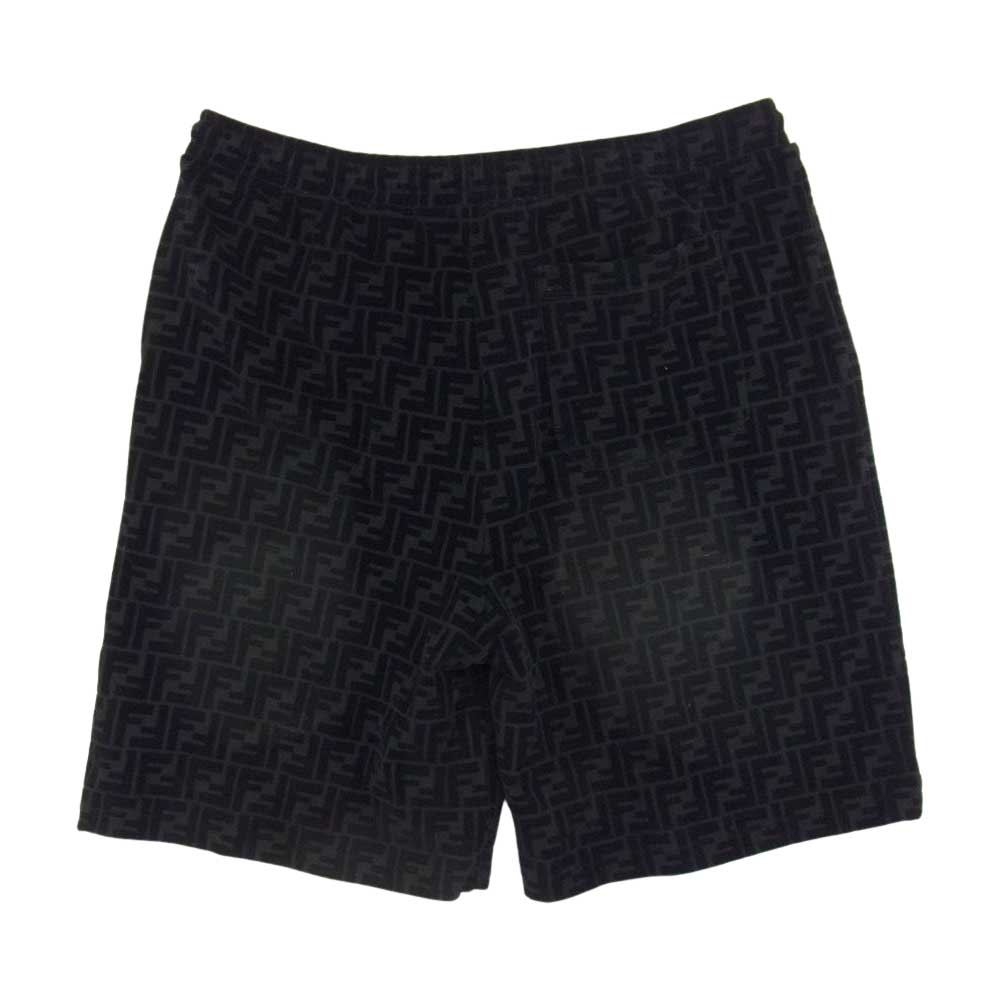 FENDI フェンディ 21SS FB0689 A7D5 ズッカ ロゴ ハーフ ショート パンツ ブラック ブラック系 52【美品】【中古】
