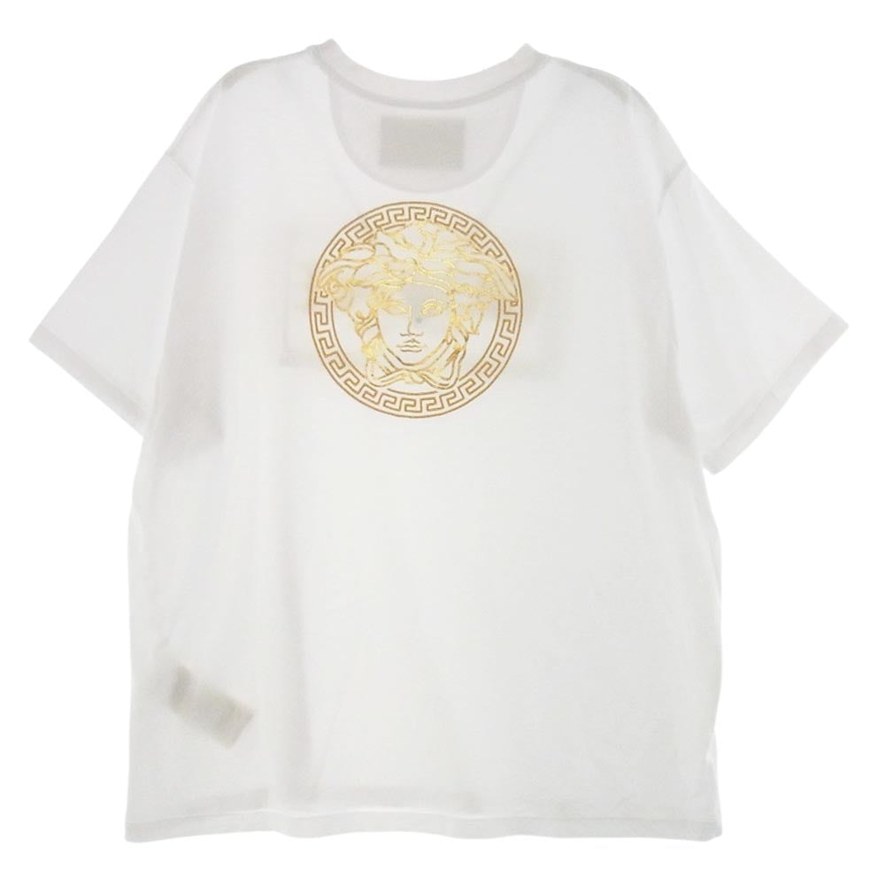 FENDI フェンディ 22SS FY1144 AKDV VERSACE FENDACE ヴェルサーチ フェンダーチェ ロゴ Tシャツ ホワイト系 XL【美品】【中古】