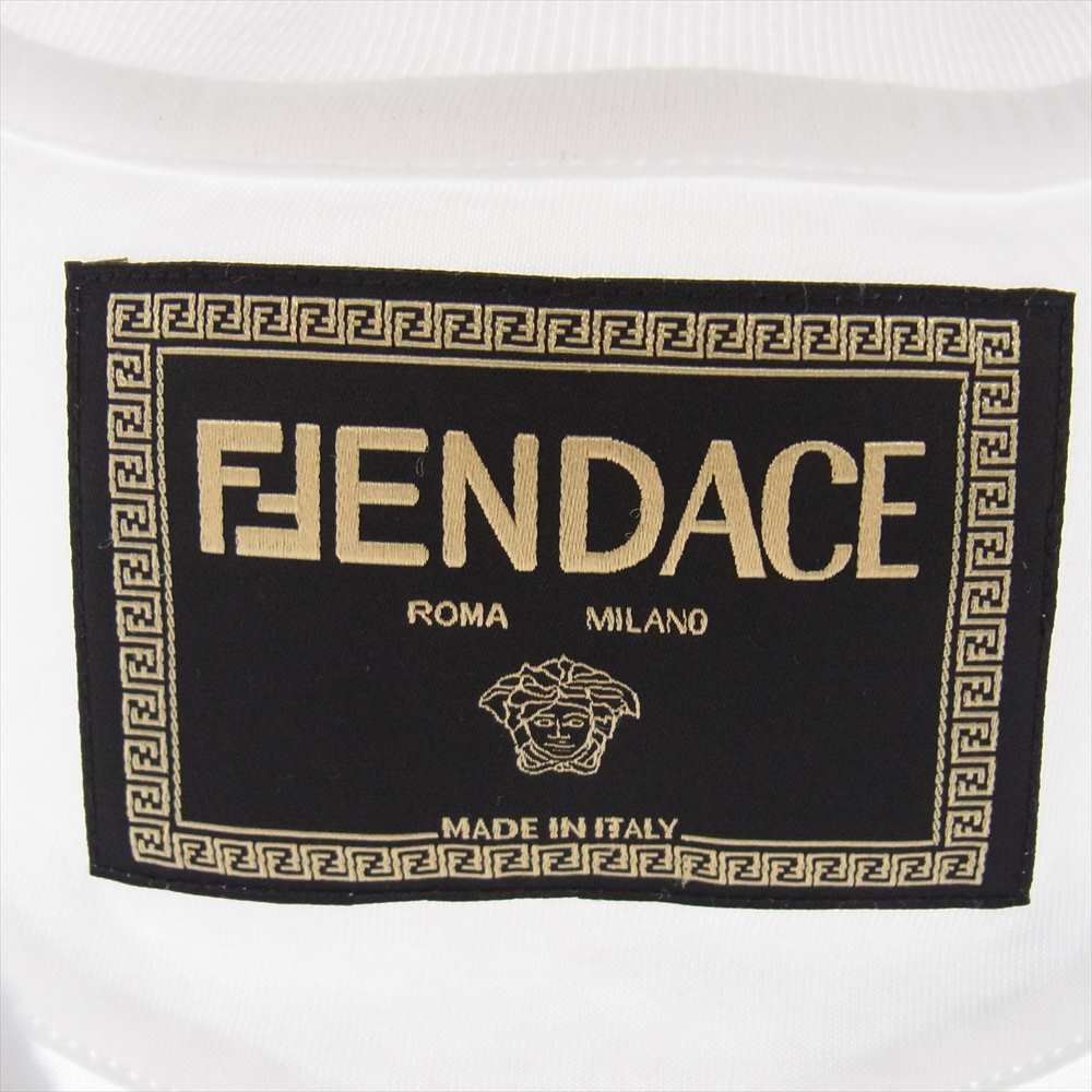FENDI フェンディ 22SS FY1144 AKDV VERSACE FENDACE ヴェルサーチ フェンダーチェ ロゴ Tシャツ ホワイト系 XL【美品】【中古】