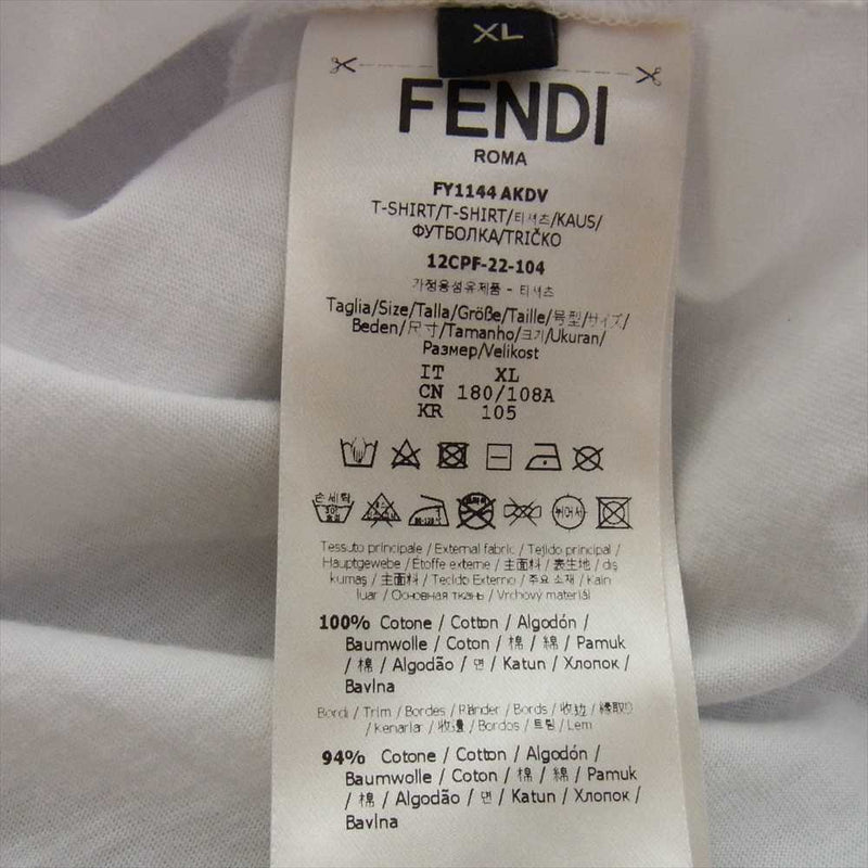 FENDI フェンディ 22SS FY1144 AKDV VERSACE FENDACE ヴェルサーチ フェンダーチェ ロゴ Tシャツ ホワイト系  XL【美品】【中古】