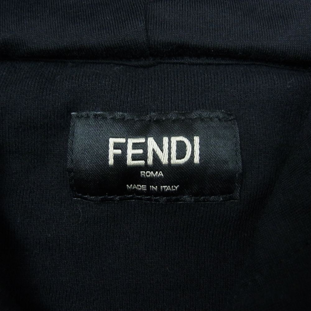FENDI フェンディ FY1168 FFリンク フーディー プルオーバー パーカー ブラック系 XXL【美品】【中古】
