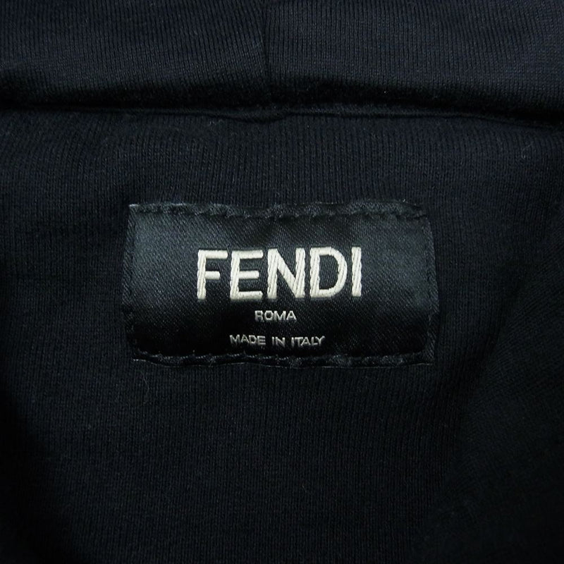 FENDI フェンディ FY1168 FFリンク フーディー プルオーバー パーカー ブラック系 XXL【美品】【中古】