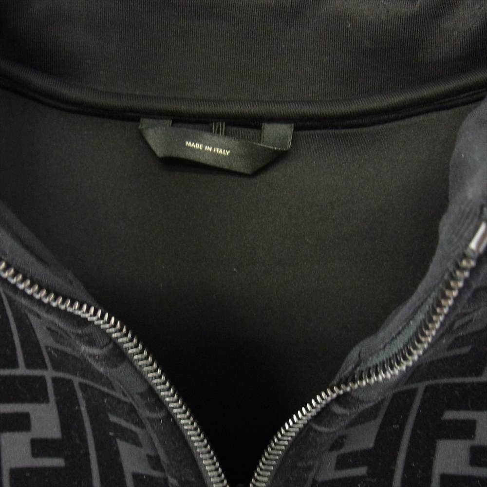 FENDI フェンディ 21AW FW1040 ズッカ ベルベット ジップパーカー フーディー ブラック系 ダークグレー系 54【極上美品】【中古】