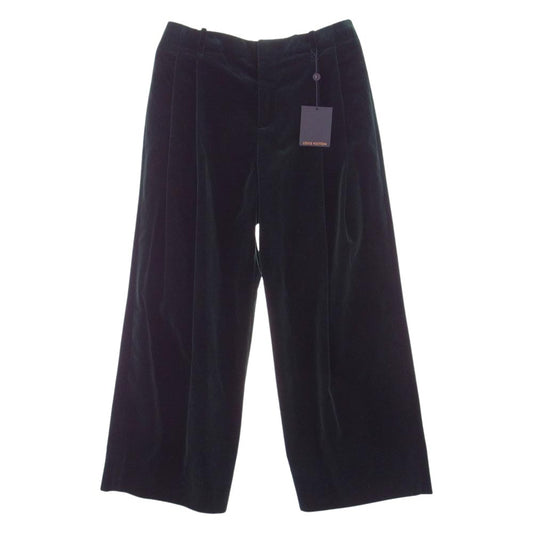 LOUIS VUITTON ルイ・ヴィトン 1AAGU4 ベルベット ドレープ LV メダリオン ワイドパンツ グリーン系 44【極上美品】【中古】