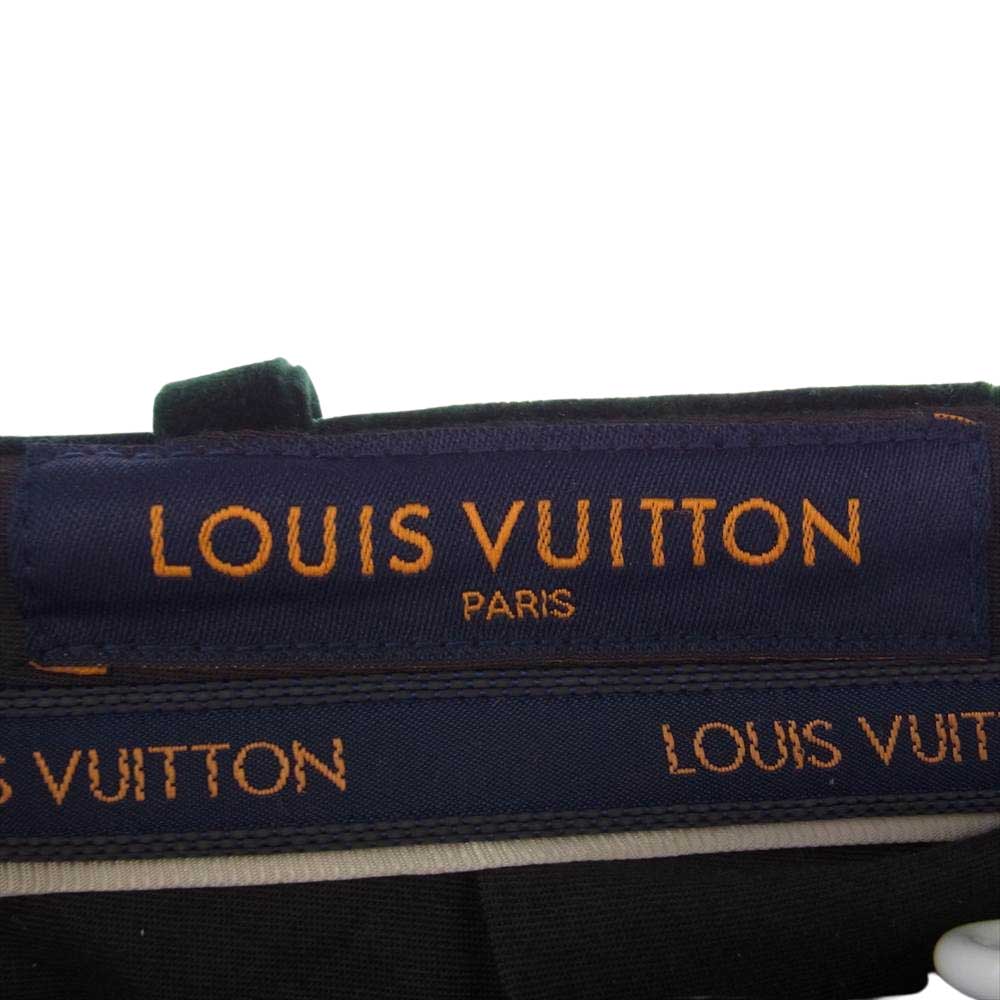LOUIS VUITTON ルイ・ヴィトン 1AAGU4 ベルベット ドレープ LV メダリオン ワイドパンツ グリーン系 44【極上美品】【中古】