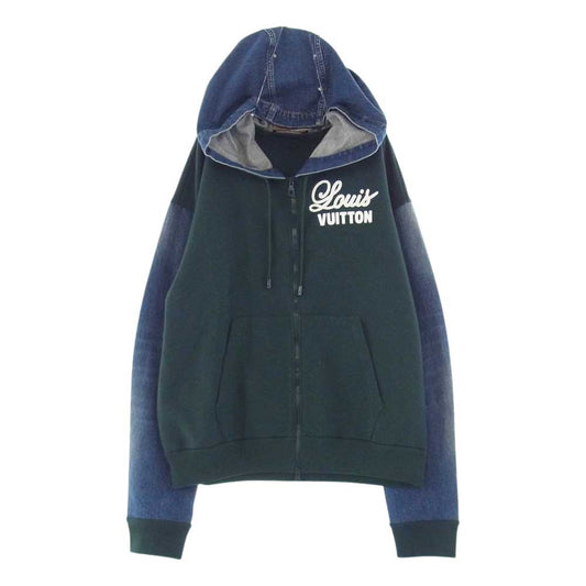 LOUIS VUITTON ルイ・ヴィトン 22AW 1AAGP9 ハイブリッド フーディ デニム パーカー ジャケット モスグリーン系 インディゴブルー系 XL【美品】【中古】