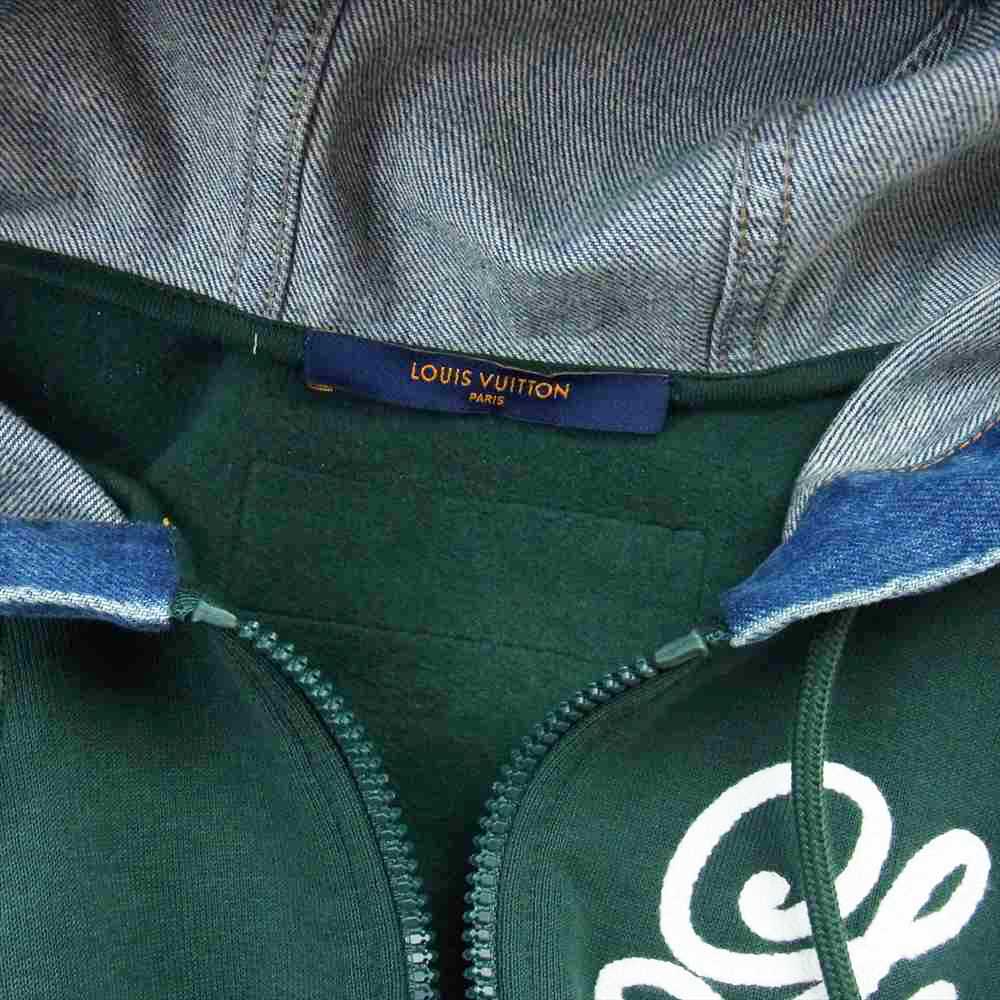 LOUIS VUITTON ルイ・ヴィトン 22AW 1AAGP9 ハイブリッド フーディ デニム パーカー ジャケット モスグリーン系 インディゴブルー系 XL【美品】【中古】