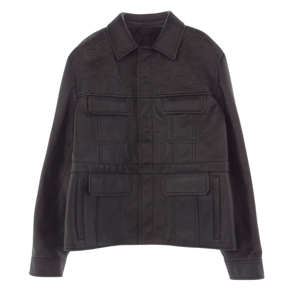 LOUIS VUITTON ルイ・ヴィトン 1AAUY9 モノグラム レザー トラッカー ジャケット ブラック系 52【極上美品】【中古】