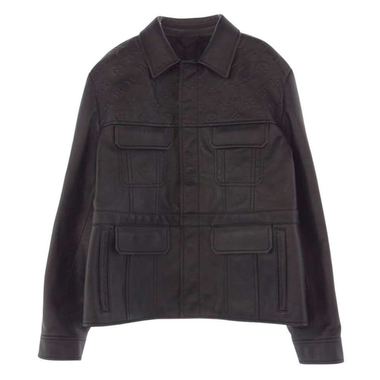 LOUIS VUITTON ルイ・ヴィトン 1AAUY9 モノグラム レザー トラッカー ジャケット ブラック系 52【極上美品】【中古】