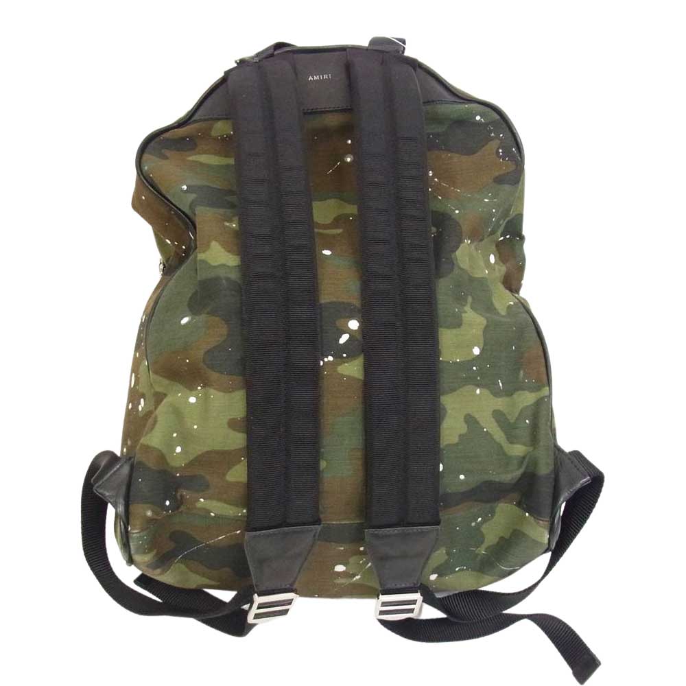 アミリ レザー切替 カモ フラージュ バック パック カーキ系【中古】