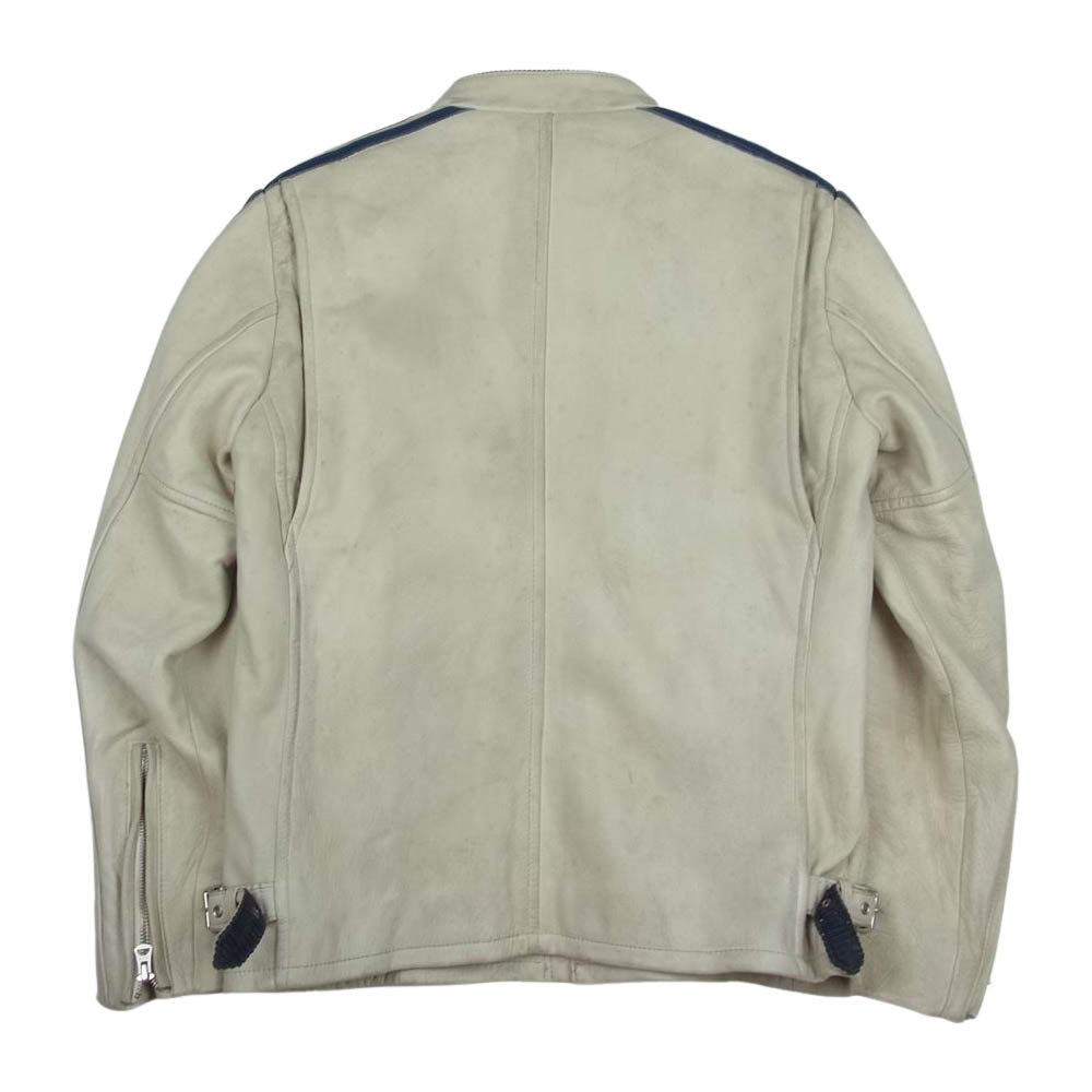 schott ショット 3191010 クラシックレーサー ビンテージ加工 レザー ジャケット オフホワイト系 L【中古】