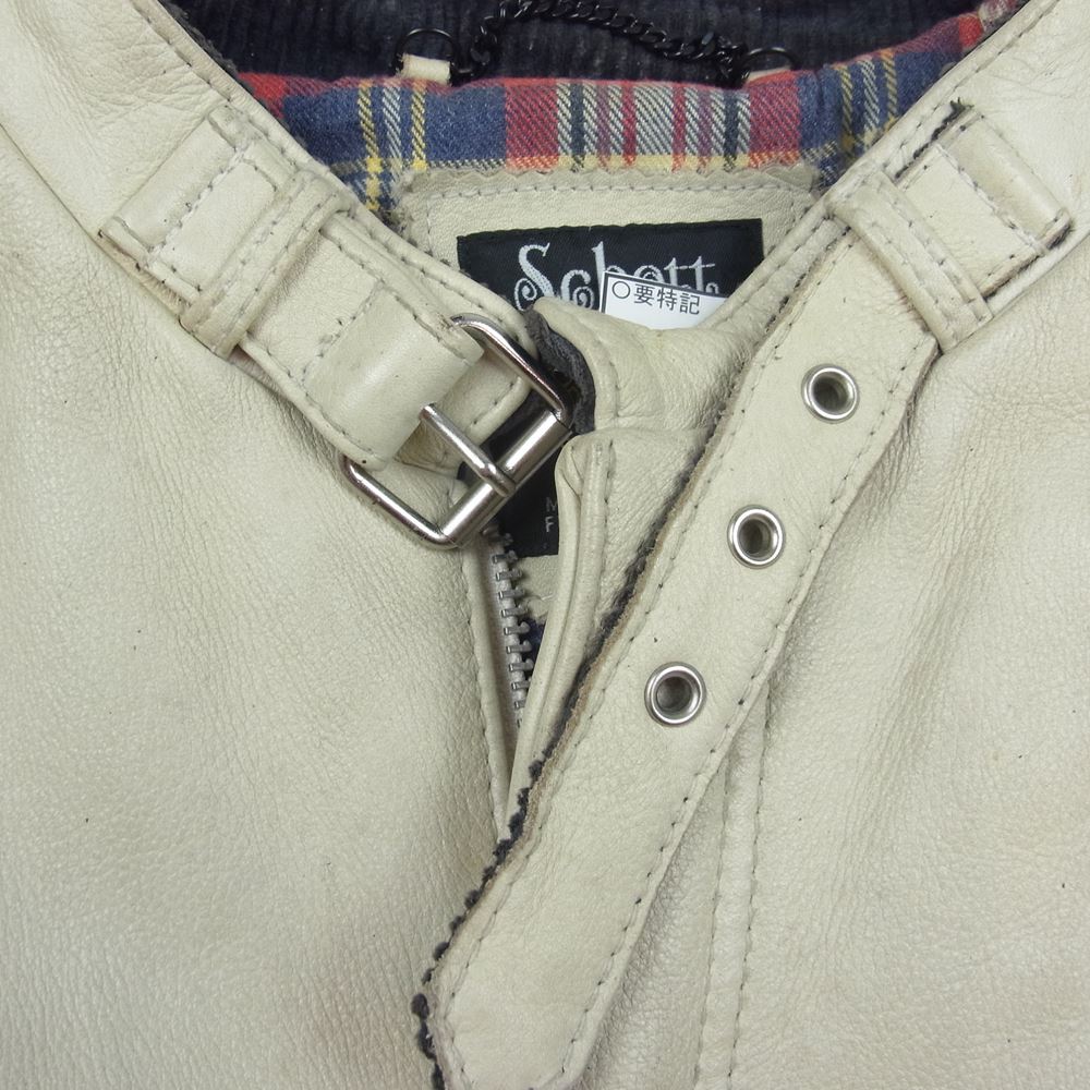 schott ショット 3191010 クラシックレーサー ビンテージ加工 レザー ジャケット オフホワイト系 L【中古】