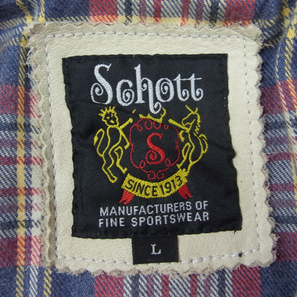 schott ショット 3191010 クラシックレーサー ビンテージ加工 レザー ジャケット オフホワイト系 L【中古】