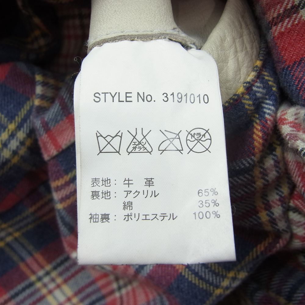 schott ショット 3191010 クラシックレーサー ビンテージ加工 レザー ジャケット オフホワイト系 L【中古】