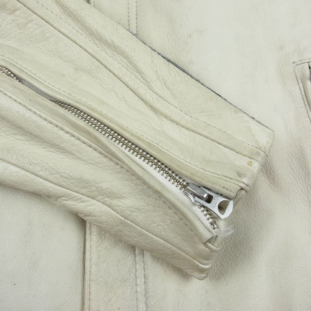 schott ショット 3191010 クラシックレーサー ビンテージ加工 レザー ジャケット オフホワイト系 L【中古】
