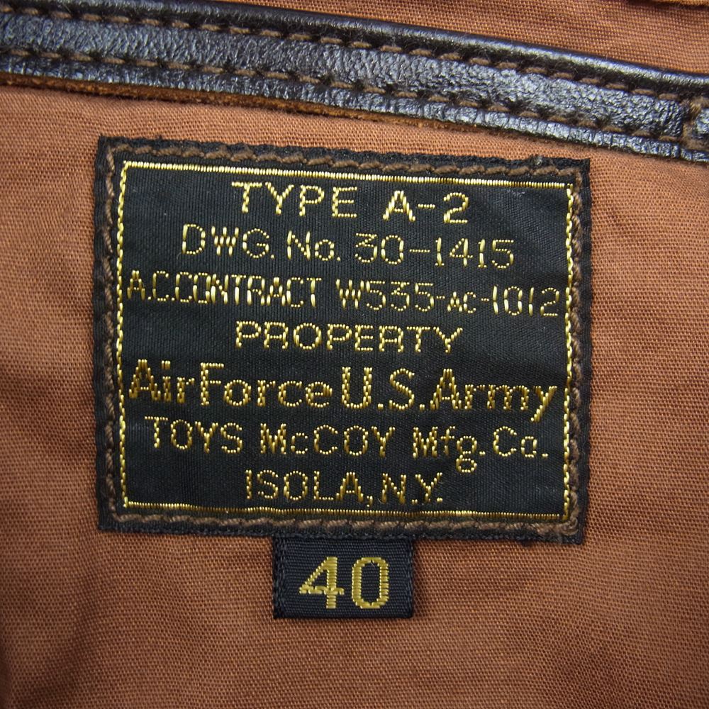 TOY'S McCOY トイズマッコイ 30-1415 TYPE A-2 TOYS McCOY MFG.CO. フライト ジャケット ダークブラウン系 40【中古】
