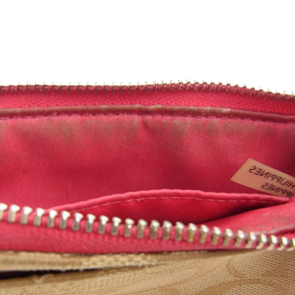 COACH コーチ 51450 レガシー シグネチャー ジップ ポーチ ライトブラウン系 ピンク系【中古】