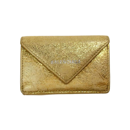 BALENCIAGA バレンシアガ 391446 0GT4N 8000  PAPIER パピエ ミニ ウォレット メタリックエフェクト  ゴールド系【中古】