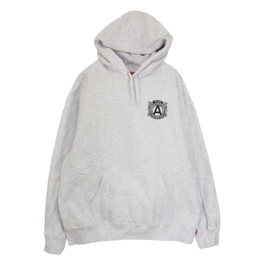 Supreme シュプリーム 20AW Anti Hooded Sweatshirt エンブレム刺繍 アンチ パーカー グレー系 L【美品】【中古】