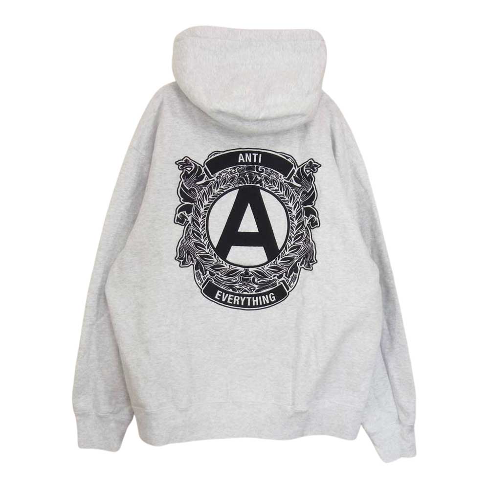 Supreme シュプリーム 20AW Anti Hooded Sweatshirt エンブレム刺繍 アンチ パーカー グレー系 L【美品】【中古】