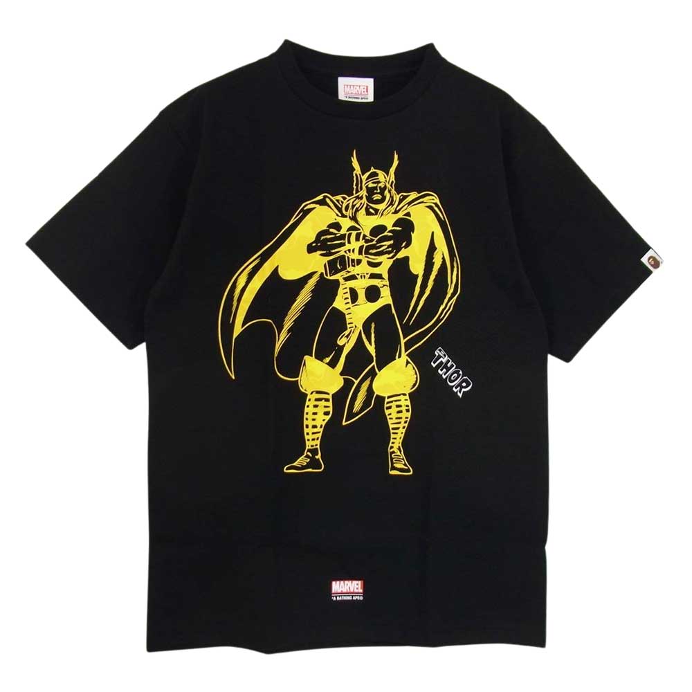 A BATHING APE アベイシングエイプ 1I73110907 MARVEL マイティソー Tシャツ ブラック系 M【新古品】【未使用】【中古】
