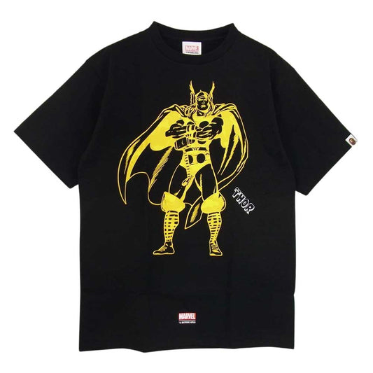 A BATHING APE アベイシングエイプ 1I73110907 MARVEL マイティソー Tシャツ ブラック系 M【新古品】【未使用】【中古】