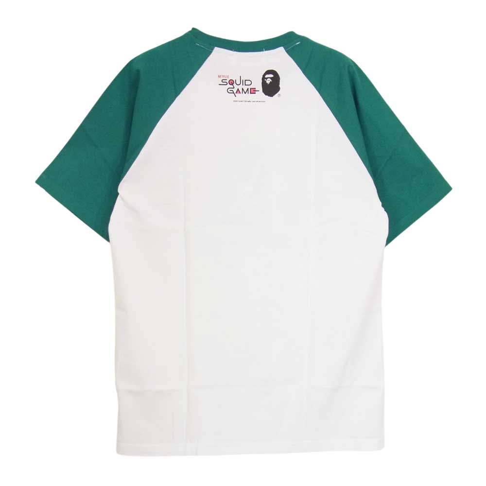 A BATHING APE アベイシングエイプ 1I23109907 Squid Game turns to BAPE to bring the shows hype to T-shirts ロゴ ナンバリング プリント Tシャツ ホワイト系 M【新古品】【未使用】【中古】
