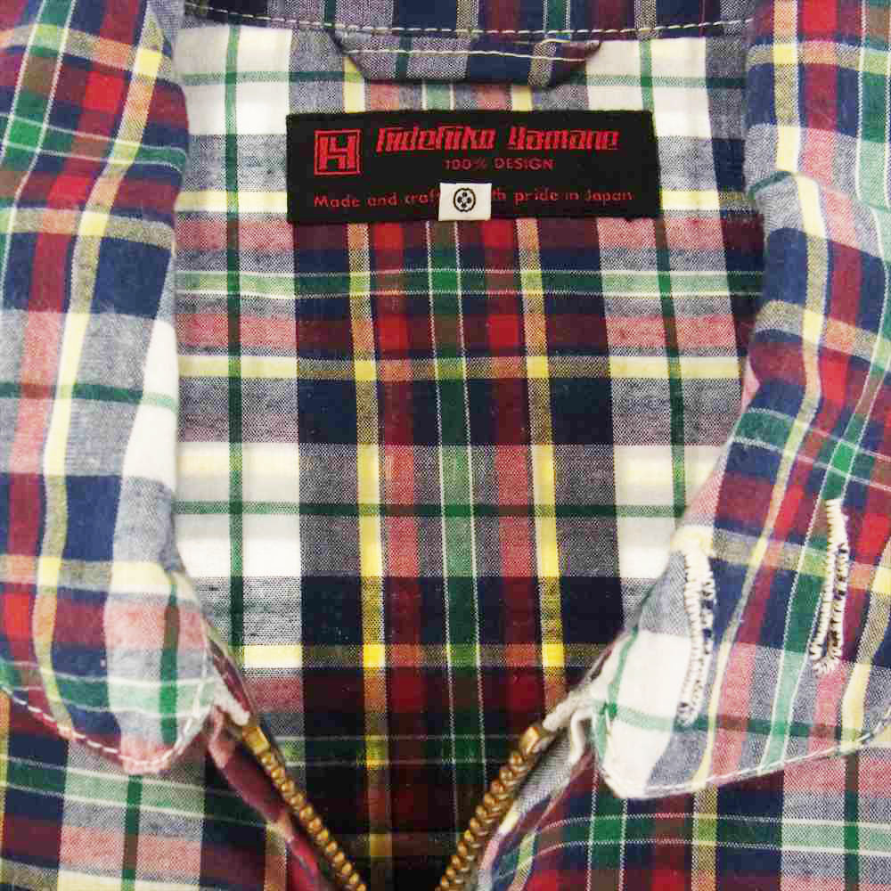 EVISU エヴィス YAMANE ヤマネ チェック シャツ ジャケット レッド系 ネイビー系 38【中古】