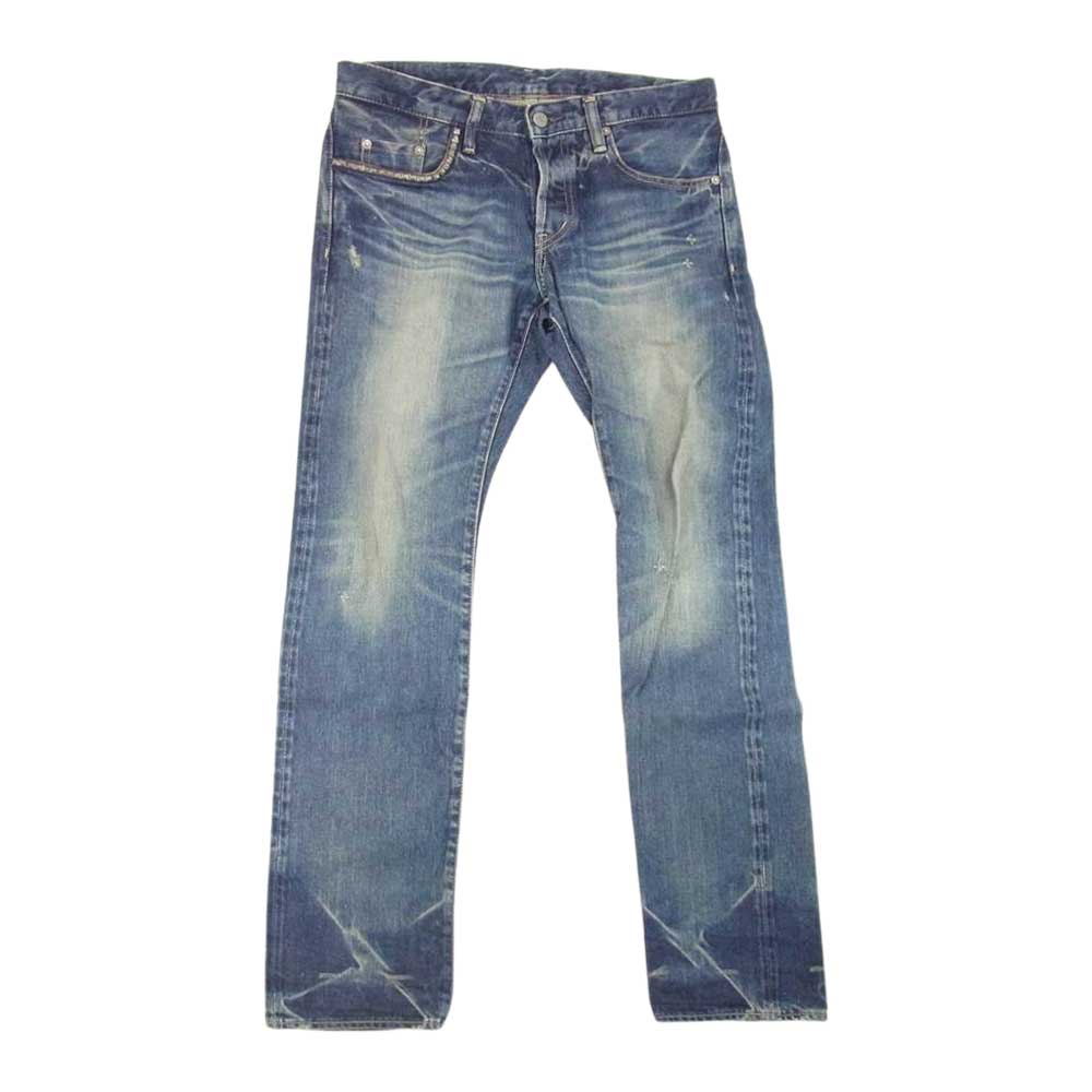 HYSTERIC GLAMOUR ヒステリックグラマー 0222AP15 NOBU加工 スタッズ ダメージ 加工 スリム デニム パンツ インディゴブルー系 30【中古】
