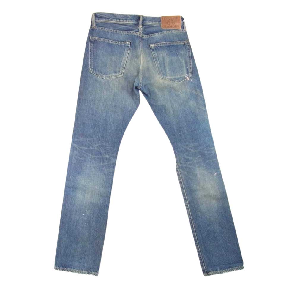 HYSTERIC GLAMOUR ヒステリックグラマー 0251AP11 PF加工 ダメージ リペア クラッシュ ペイント 加工 スタッズ デニム パンツ インディゴブルー系 30【中古】
