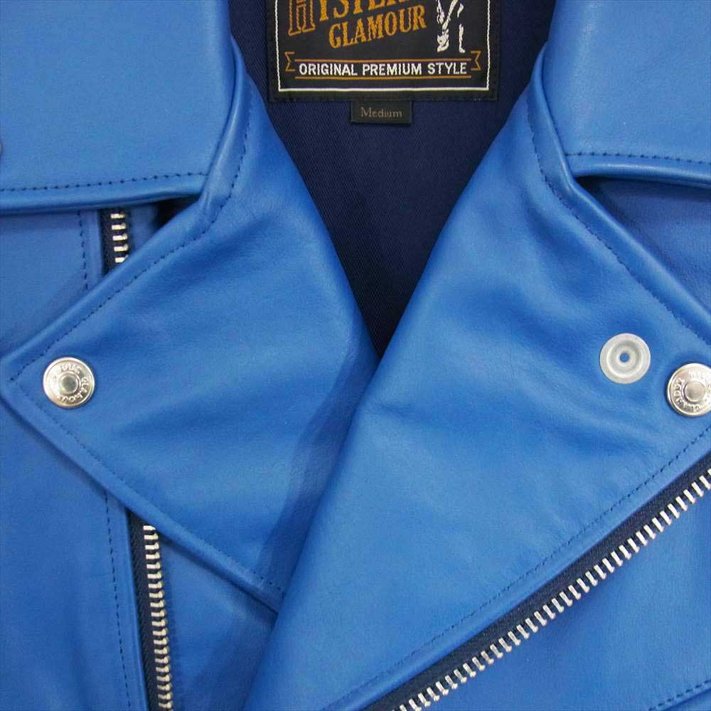 HYSTERIC GLAMOUR ヒステリックグラマー 17SS 02171LB01 キップレザー ダブル ライダース ジャケット ブルー系 M【中古】