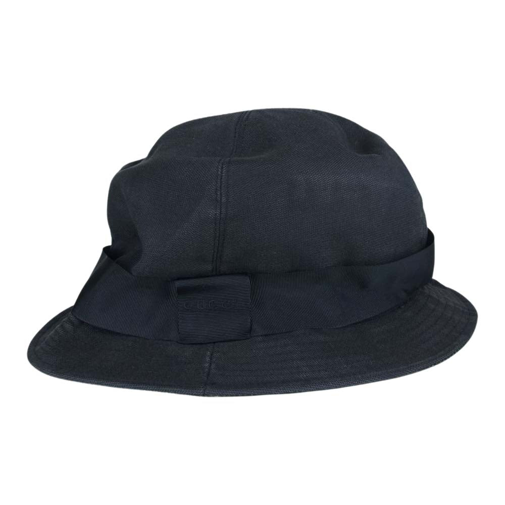 GUCCI グッチ イタリア製 レザー切替 裏地GGキャンバス バケットハット ブラック系 L【中古】