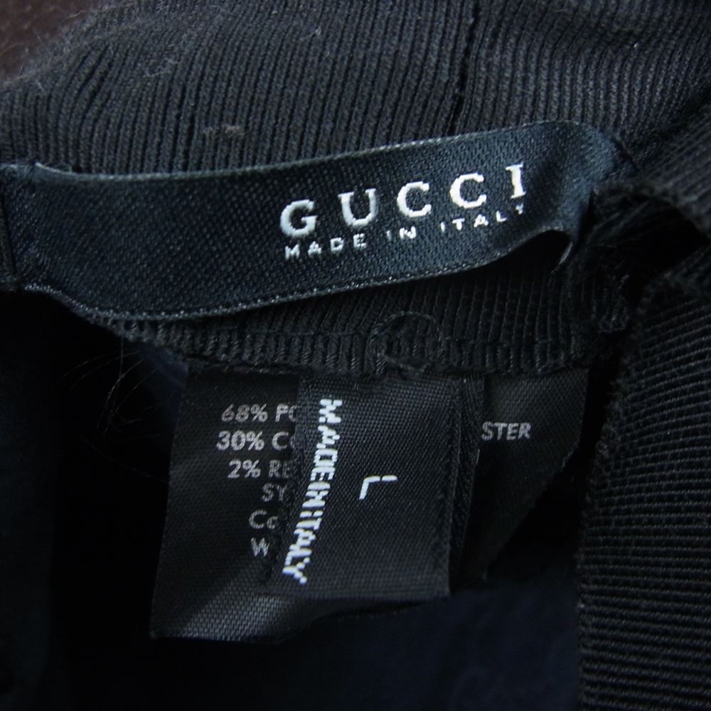 GUCCI グッチ イタリア製 レザー切替 裏地GGキャンバス バケットハット ブラック系 L【中古】